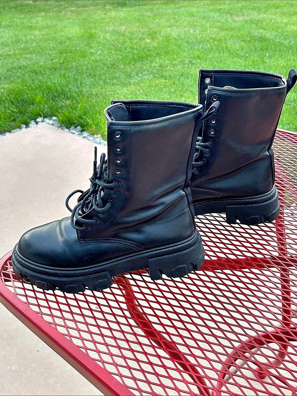 MIA Black Lace-Up Combat Boots Chunky Lug Sole Size US 8M
